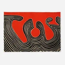 Alexander Calder, Rare Sillons noirs sur rouge tapestry, c. 1970, hand-woven wool