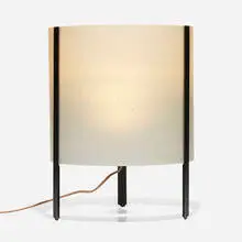 Bruno Munari, Drum table lamp, 1970, enameled metal, acrylic