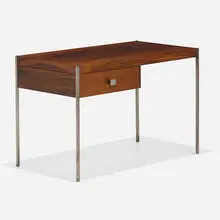 Knud Joos-Jensen, Hall table, c. 1960, rosewood, teak, brushed stainless steel