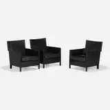 Luca Meda, Vivette armchairs, set of three, 1989, leather