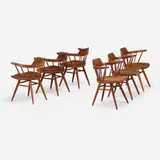 Armchairs, set of six by George Nakashima, 1959, American black walnut, sold Jan 2024