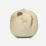 Untitled (with rattle) by Toshiko Takaezu, anagama-fired porcelain, sold Jan 2024