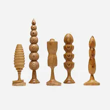 Werner Schmidt, Collection of five sculptures, c. 1990, turned wood