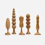Werner Schmidt, Collection of five sculptures, c. 1990, turned wood