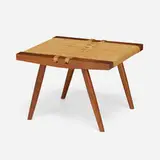 Grass-Seated stool by George Nakashima, c. 1965, walnut, sea grass cord, sold Jan 2024