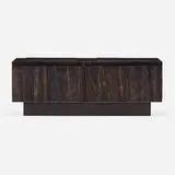 Deep Relief cabinet, model PE-42 by Paul Evans, 1969, torch-cut, welded, polychromed and patinated steel, enameled wood, cleft slate, sold Jan 2024
