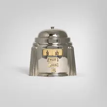Herbert Lamport, Kal-Klok desk clock/calendar, 1938, chrome-plated brass