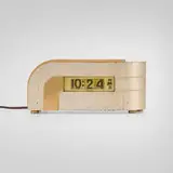 attribution Paul Fehér, Zephyr table clock, model 304, brass, aluminum, Bakelite, glass