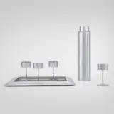 Norman Bel Geddes, Manhattan six-piece cocktail set, 1937, chrome-plated brass