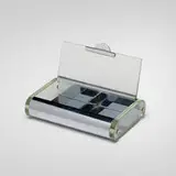 attribution Paul Lobel, Cigarette box, c. 1935, etched glass, chrome-plated brass