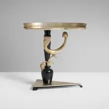 Art Déco, Occasional table, c. 1950, silver leaf over wood, painted wood