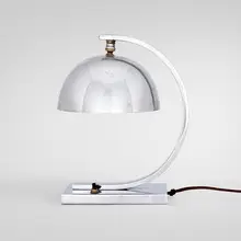 attribution Donald Deskey, Table lamp, c. 1930, chrome-plated steel, chrome-plated brass