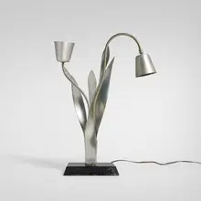 Table lamp by Egmont Arens, c. 1930, nickel-plated brass, lacquered wood, sold Nov 2025