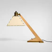 attribution Gilbert Rohde, Table lamp, c. 1935, oak, brass, paper shade