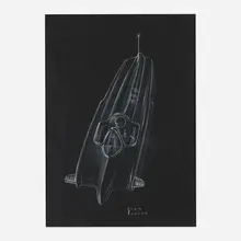 General Motors futuristic concept car rendering by Stan Parker, c. 1952, chalk and ink on paper, sold Nov 2025