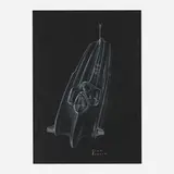 Stan Parker, General Motors futuristic concept car rendering, c. 1952, chalk and ink on paper