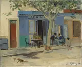 Leo von König, Vor dem Bistro (Südfrankreich), 1926, Öl auf Leinwand