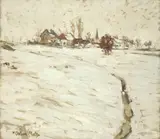 Oskar Moll, Schneelandschaft bei Grafrath, Um 1904, Öl auf Leinwand