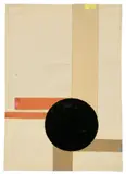 Walter Dexel, Schwarze Scheibe, 1927, Collage und Gouache auf Papier (Rückseite einer Rechnung)
