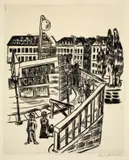 Max Beckmann, Holzbrücke, 1922, Kaltnadel auf Velin