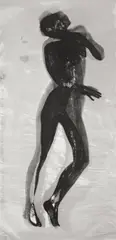 Floris Michael Neusüss, Ohne Titel (Körperphotogramm, München), 1965, Vintage. Photogramm mit chemischer Malerei. Autoreversalpapier, auf Leinen aufgezogen. Unikat. 202 cm × 98,5 cm (79 ½ in. × 38 ¾ in.)
