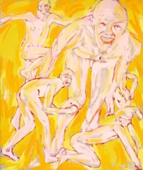 Salomé, Nackt in Gelb, 1981, Acryl auf Leinwand