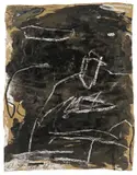 Emil Schumacher, G-79, 1985, Asphaltlack, Deckweiß und Kreide auf Packpapier