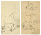 Adolph von Menzel, KINDERSTUDIEN (2 Zeichnungen)