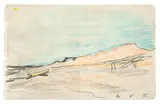 Lyonel Feininger, Ohne Titel (Boot am Strand), 1935, Farbkreide auf Papier (aus einem Skizzenblock)