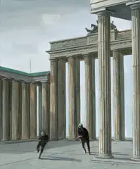 Wolfgang Peuker, Schatten (Pariser Platz III), 1991, Öl auf Hartfaser