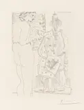 Pablo Picasso, Marie-Thérèse considérant son effigie surréaliste sculptée, 1933, Kaltnadel auf Bütten