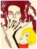 Werner Berges, TWIGGY, 1967, Kreide und Filzstift über Bleistift auf Papier
