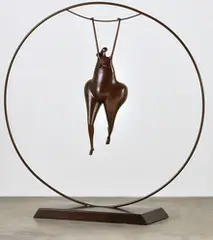Abigail Varela, Mujer Colgando en un Aro, 1998, Bronze
