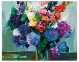 Tinyan Chan, Hydrangeas, Oil on canvas