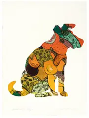 David Gilhooly, Arcimboldi's Dog, 1987, Monotype collage on paper