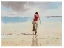 Ken Hayes, What's That?, Watercolor on paper