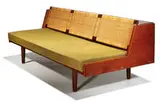 Hans J. Wegner, Daybed, c. 1965, Teak, woven-cane, wool upholstery