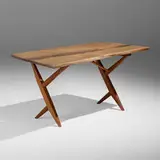 Cross-Legged table by George Nakashima, 1965, American black walnut, hickory, sold Jan 2024