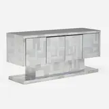 Cityscape cabinet from the PE 200 series by Paul Evans, c. 1975, matte and chrome-plated steel, sold Jan 2024