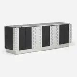 Paul Evans, Cityscape cabinet from the PE 600 series, c. 1975, chrome-plated steel, lacquered wood