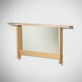 Wall-hanging mirror by George Nakashima, 1985, holly, mirrored glass, sold Jan 2024