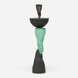 Wendell Castle, Constellation pedestal, 1989, ebonized mahogany, patinated copper cladding