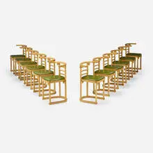 Josef Hoffmann, Fledermaus chairs model 728, set of twelve, ash, vinyl