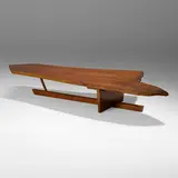 Exceptional Minguren II coffee table by George Nakashima, 1973, American black walnut, sold Jan 2024