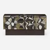 Rare Argente cabinet by Paul Evans, 1971, welded and patinated aluminum, lacquered wood, slate, welded steel, sold Jan 2024