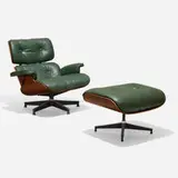 Charles and Ray Eames, Special-order 670 lounge chair and 671 ottoman, rosewood plywood, leather, enameled aluminum, down fill