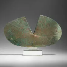 Untitled by Paul Evans, c. 1965, verdigris-patinated copper, painted wood, sold Jan 2024