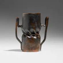 Vase by George E. Ohr, 1897-1900, glazed earthenware, sold Jan 2024