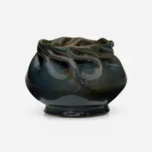 Vase by George E. Ohr, 1892-1910, glazed earthenware, sold Jan 2024
