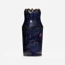 Vase by George E. Ohr, 1897-1900, glazed earthenware, sold Jan 2024